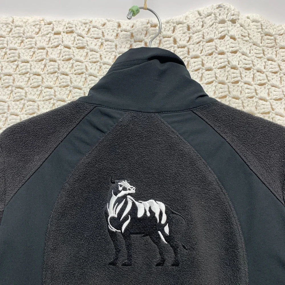 Columbia Women's Large Fleece Jacket‎ Full Zip Pockets Black Bull Embroidery